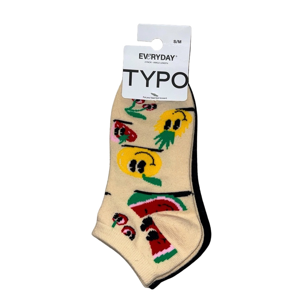 Typo Low Cut - Fruits socks - 2 Pack size S/M us 5-9